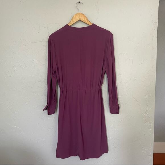 Eileen Fisher Purple Long Sleeve A-Line Minimalist Work Shirt Dress - Picture 7 of 8